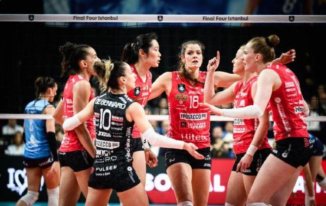 歐冠女排：科內利亞諾3-1戰勝米蘭隊，挺進決賽，朱婷21分得分王