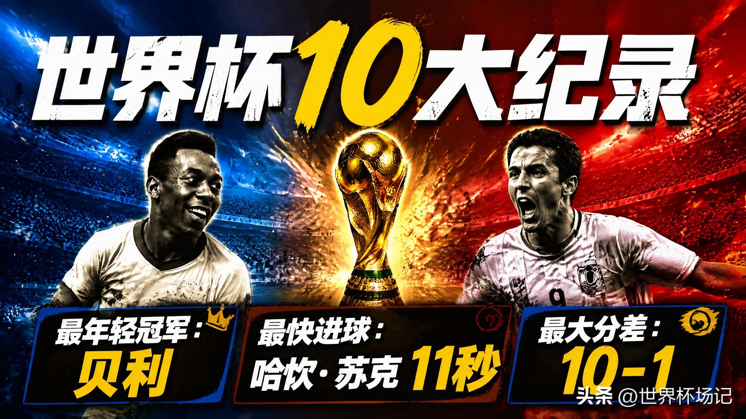 世界杯10大紀(jì)錄盤點(diǎn)：進(jìn)球最多13球、最年輕冠軍、最大分差全收錄